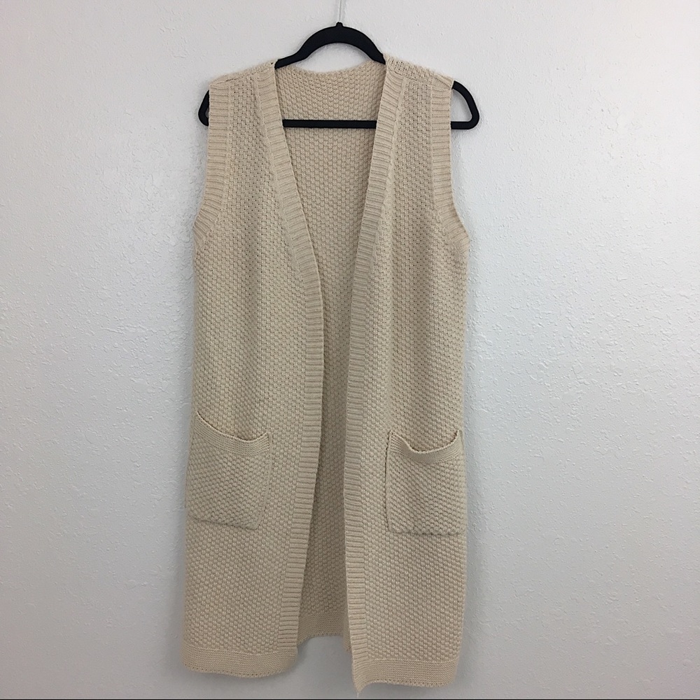 Long Sweater Vest Cardigan Duster Medium knit